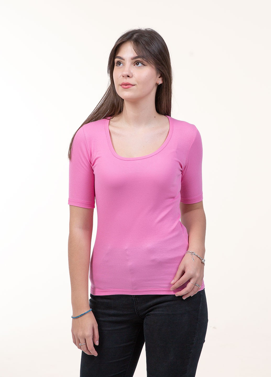 Розовая всесезон футболка женская Наталюкс 33-2328