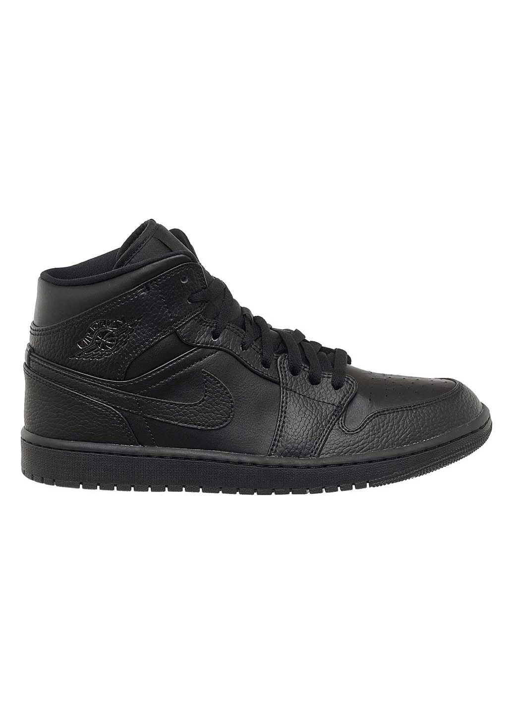 Черные демисезонные кроссовки мужские 1 mid triple black Jordan