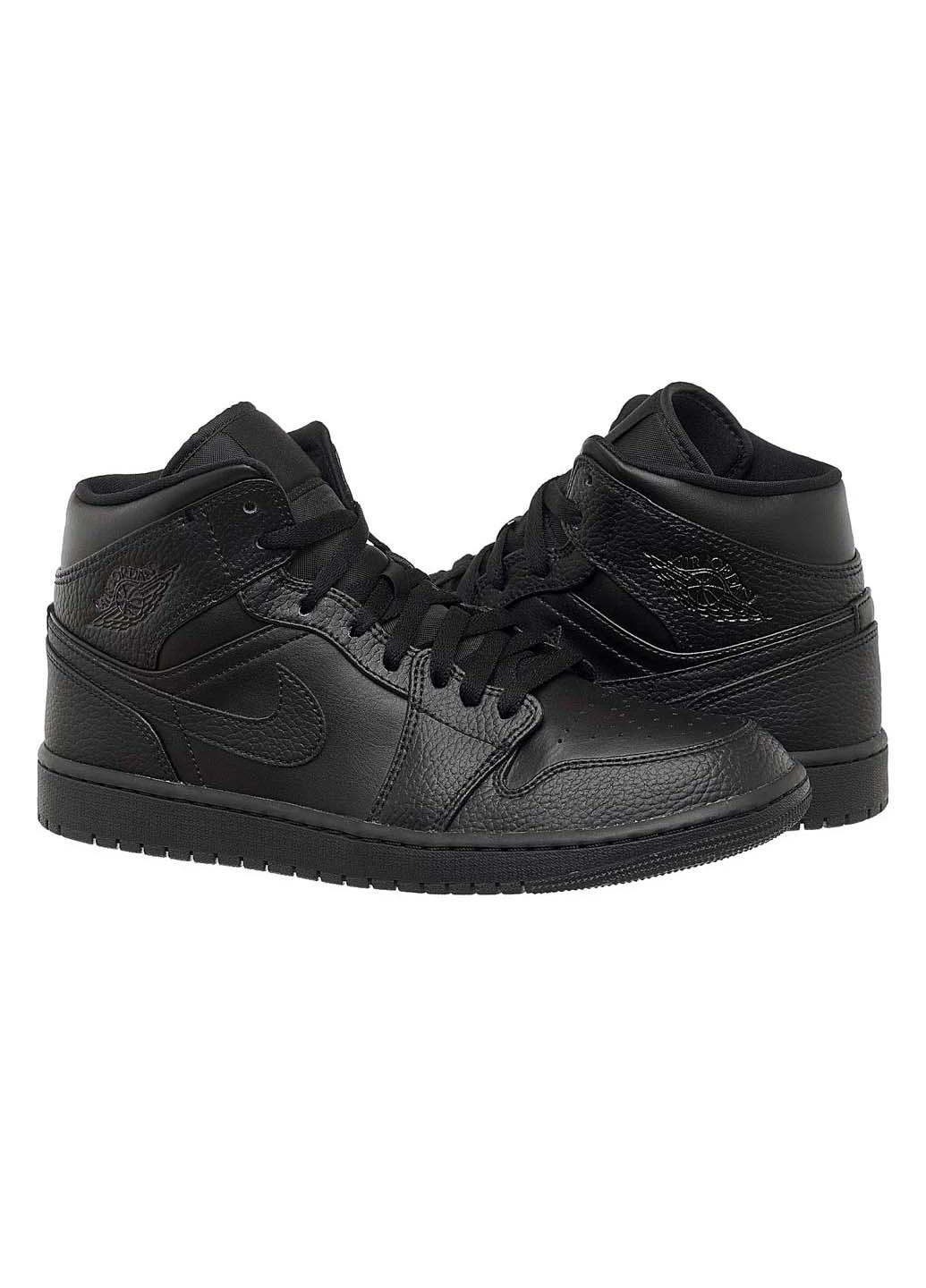 Черные демисезонные кроссовки мужские 1 mid triple black Jordan