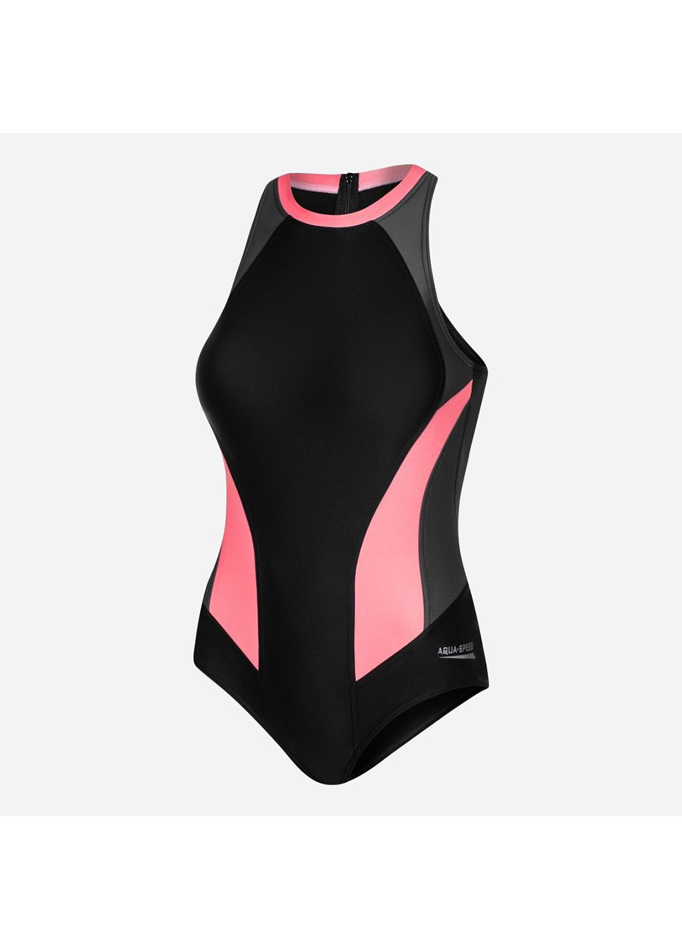 Черный демисезонный купальник слитный женский nina 38 (m) черный/серый/коралловый Aqua Speed