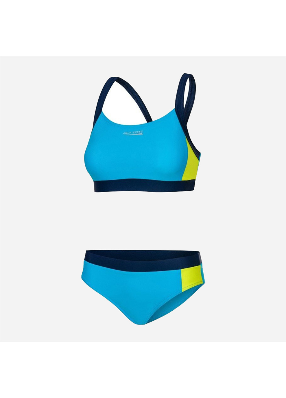 Голубой демисезонный раздельный купальник женский 34 xs голубой/желтый/черный Aqua Speed