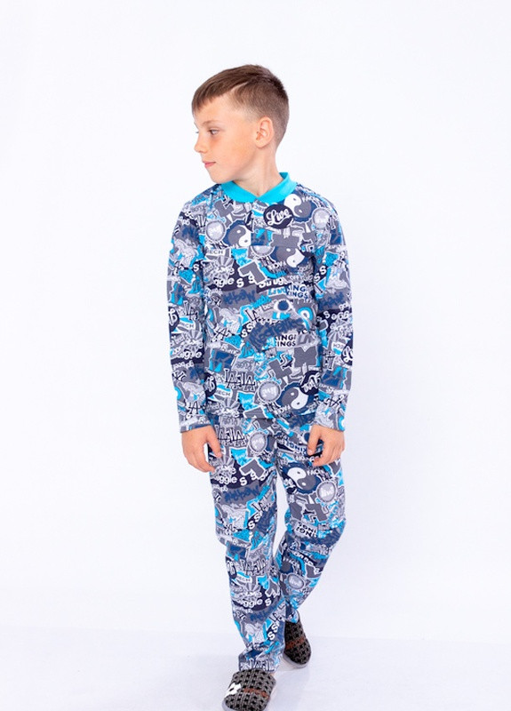 Синяя всесезон піжама для хлопчика на 2 кнопках синій носи своє (6077-002-4-v23) Носи своє