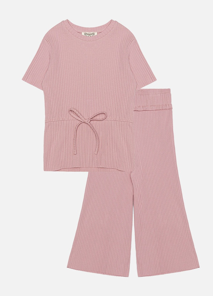 Пудровий літній літній костюм з штанами для дівчинки Smile