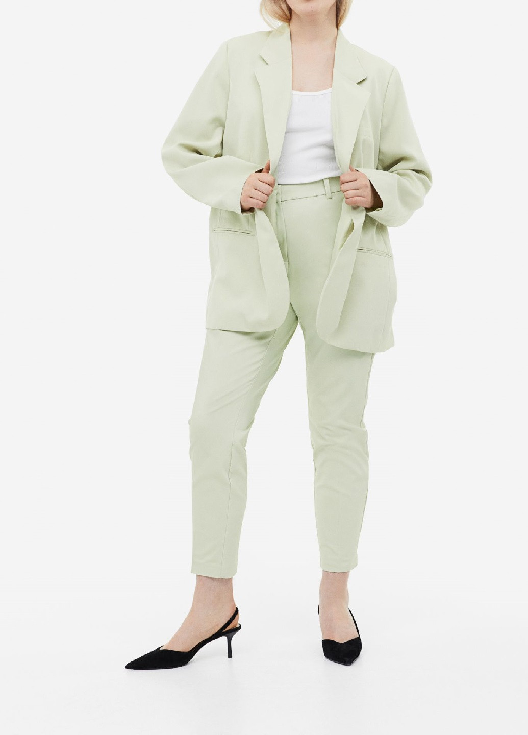 Светло-зеленые классические демисезонные брюки H&M