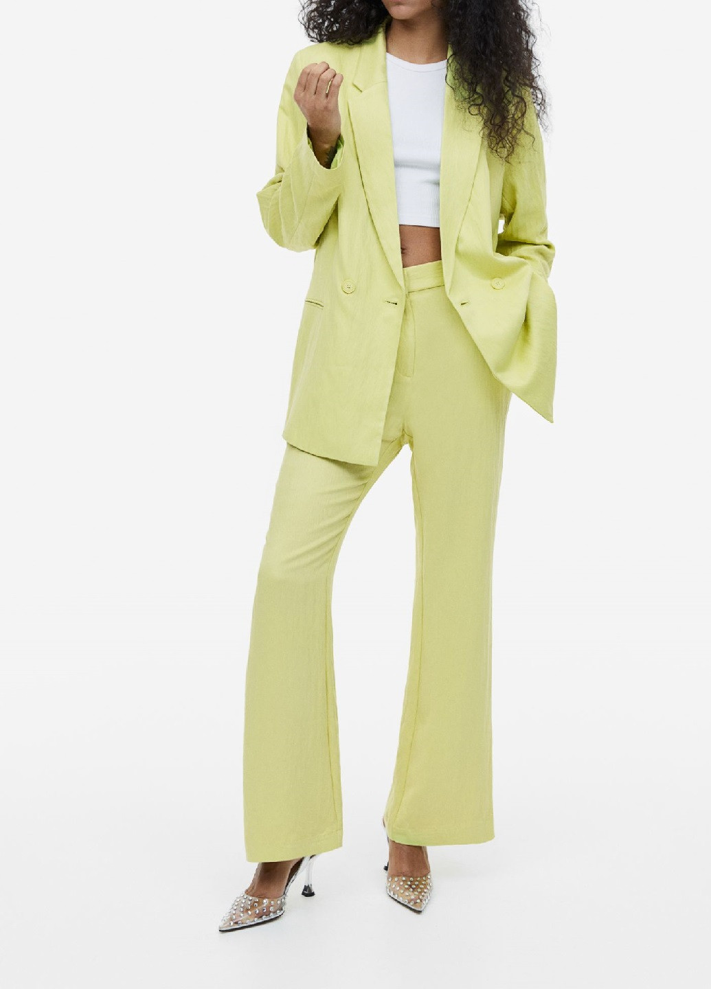 Желтые кэжуал демисезонные брюки H&M