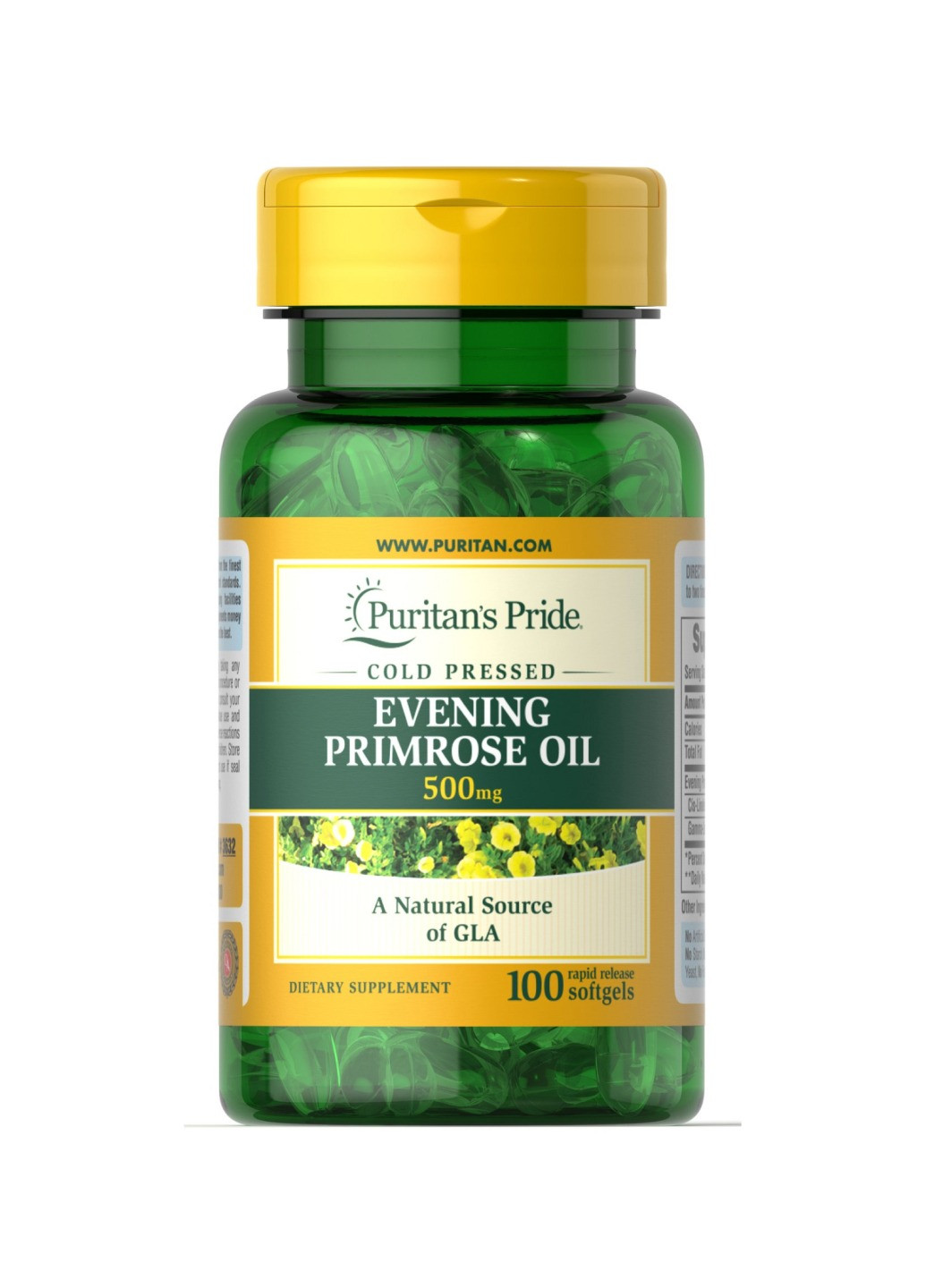 Добавка для підтримки здоров'я Evening Primrose Oil 500 mg with GLA - 100 Softgels Puritans Pride (258191706)