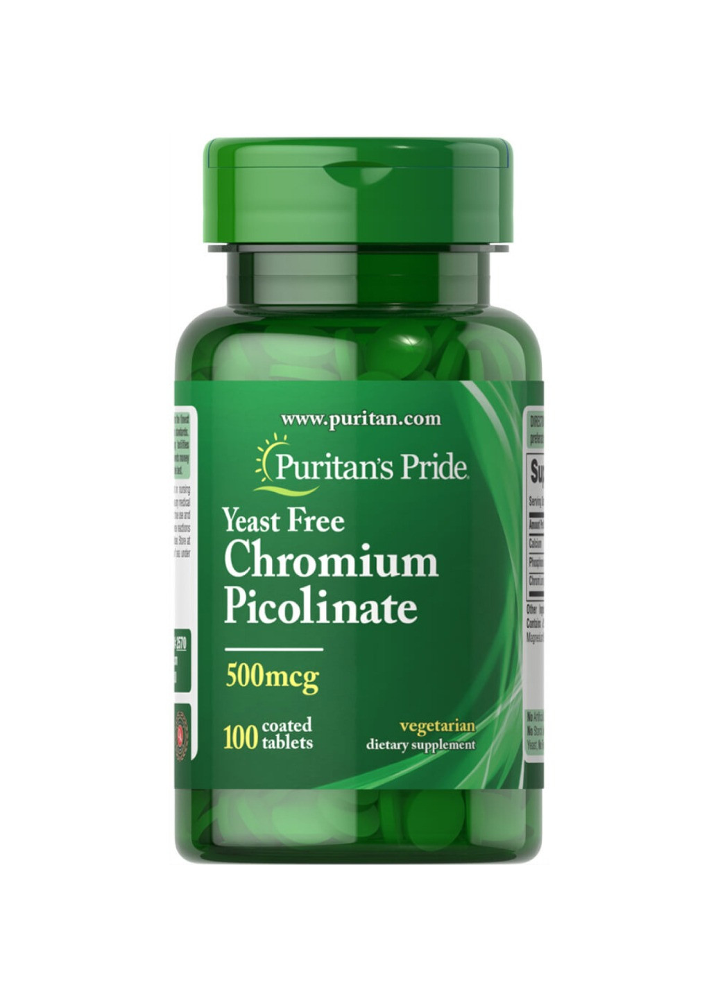 Хром пиколинат Chromium Picolinate 500 mcg Yeast Free - 100 tabs Puritans Pride (258191695)