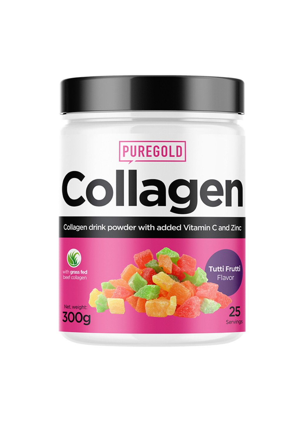 Колаген для шкіри, суглобів, волосся, зв'язок та нігтів Collagen - 300g Tutti Frutti Pure Gold Protein (258191938)