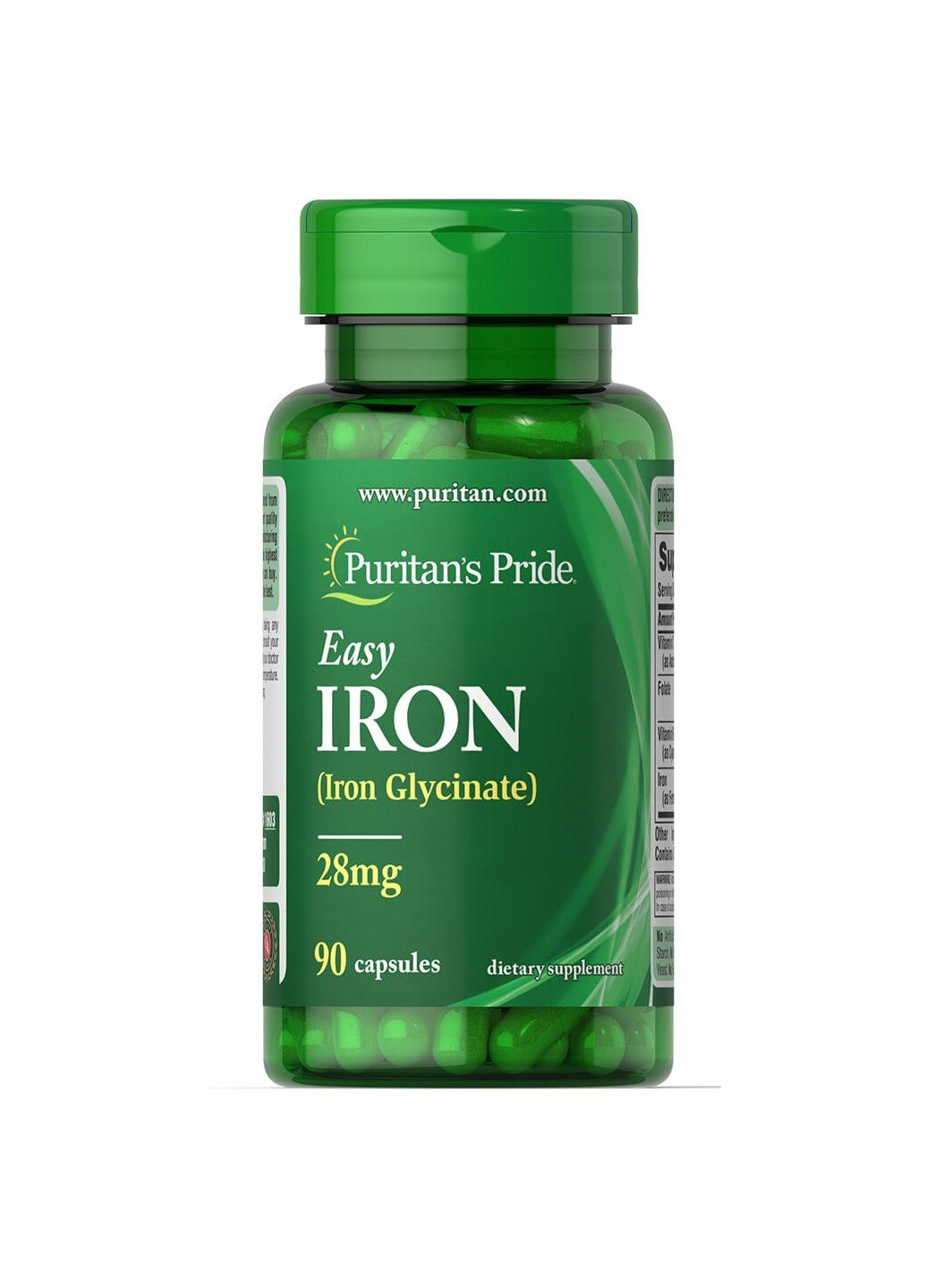 Железо для поддержания уровня гемоглобина в крови Easy Iron 28 mg (Iron Glycinate) – 90 Capsules Puritans Pride (258191699)