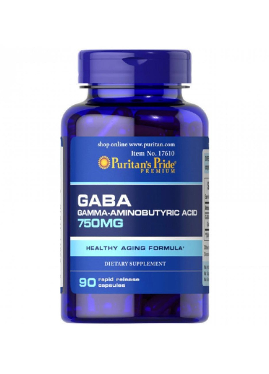 Гамма-аминомасляная кислота для нервной системы GABA 750mg - 90caps Puritans Pride (258191691)