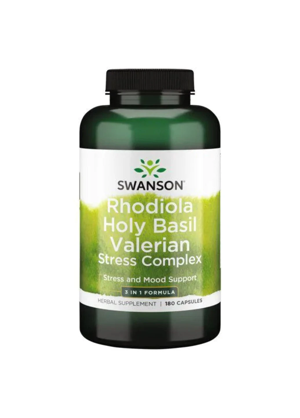 Натуральний комплекс рослин від стресу Rhodiola Holy Basil Valerian stress Complex - 180caps Swanson (258191781)