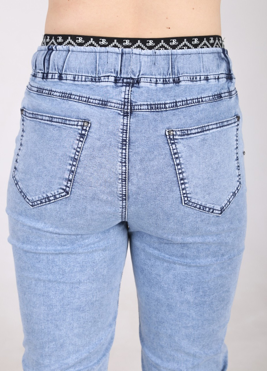 Джинсы женские голубые МОМ тонкие пояс на резинке MOM CARMITO - (258232059)