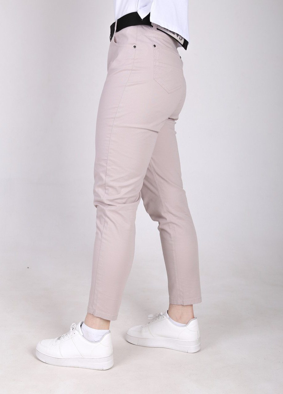 Брюки женские бежевые тонкие с высокой талией CARMITO (258232083)