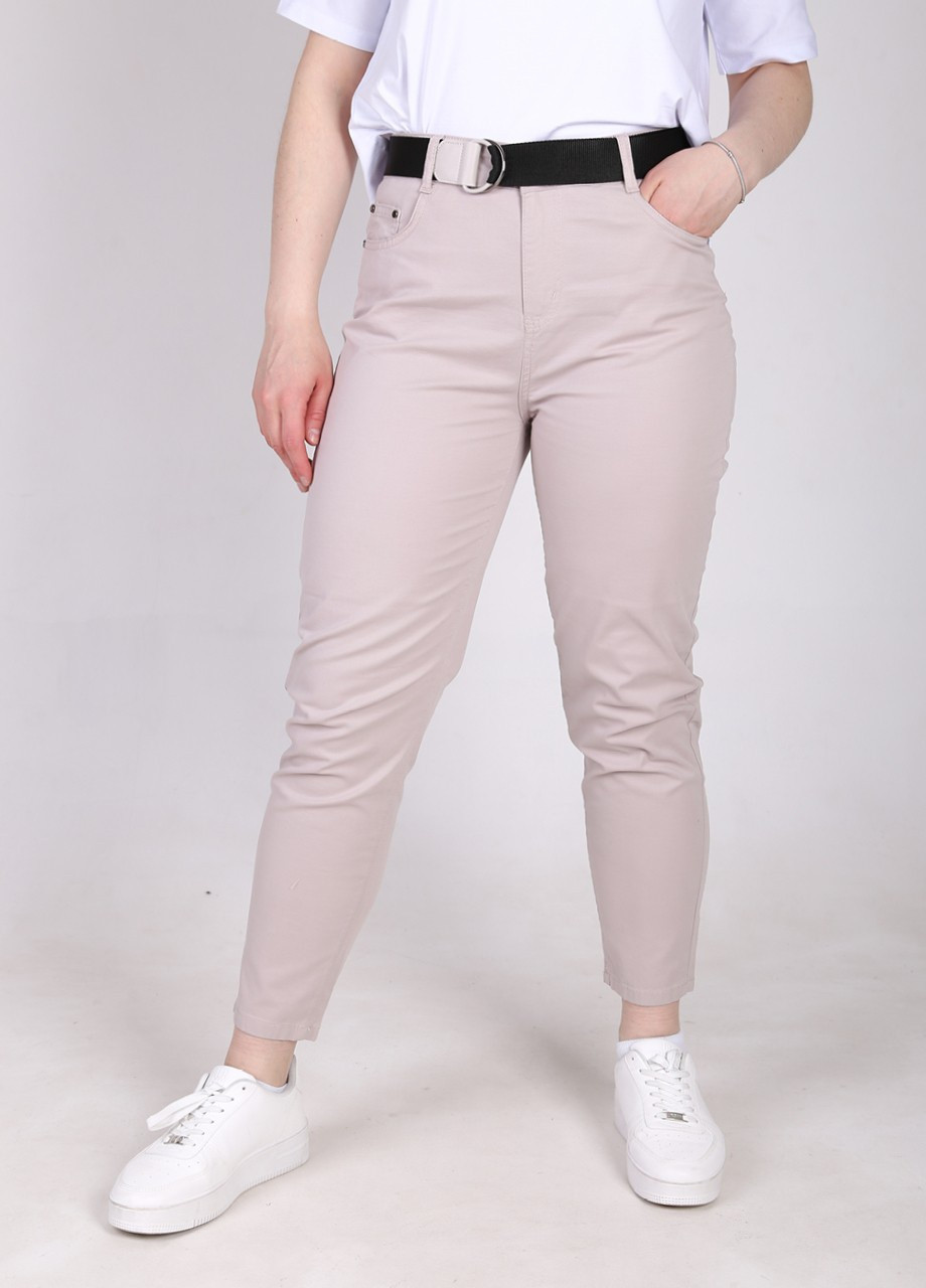 Брюки женские бежевые тонкие с высокой талией CARMITO (258232083)