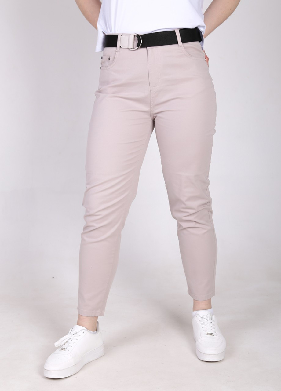 Брюки женские бежевые тонкие с высокой талией CARMITO (258232083)