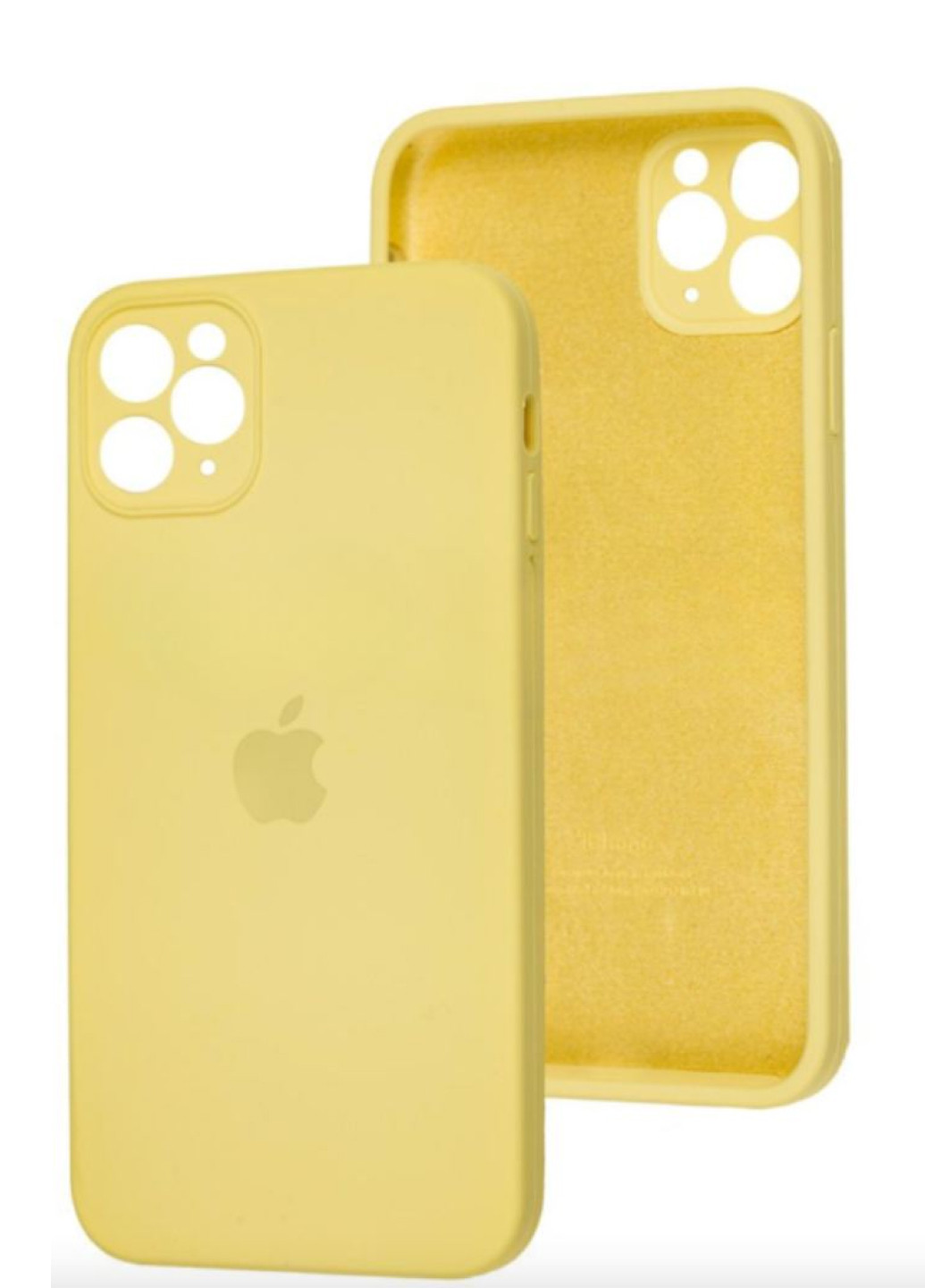 Чохол iPhone 11 Pro Max Silicone Case з квадратними бортиками Full Camera Yellow No Brand (258231999)