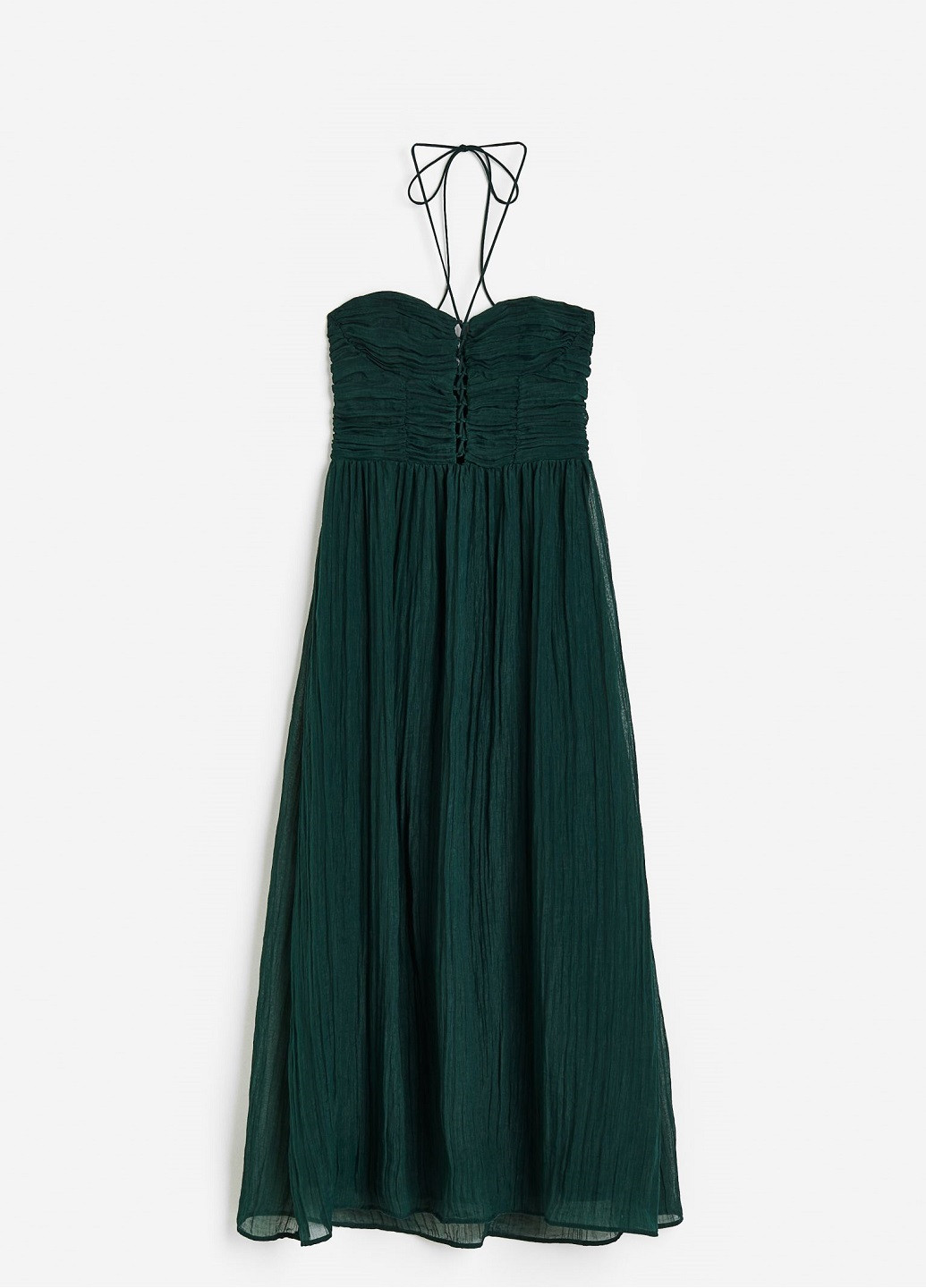 Темно-зеленое вечернее платье H&M однотонное