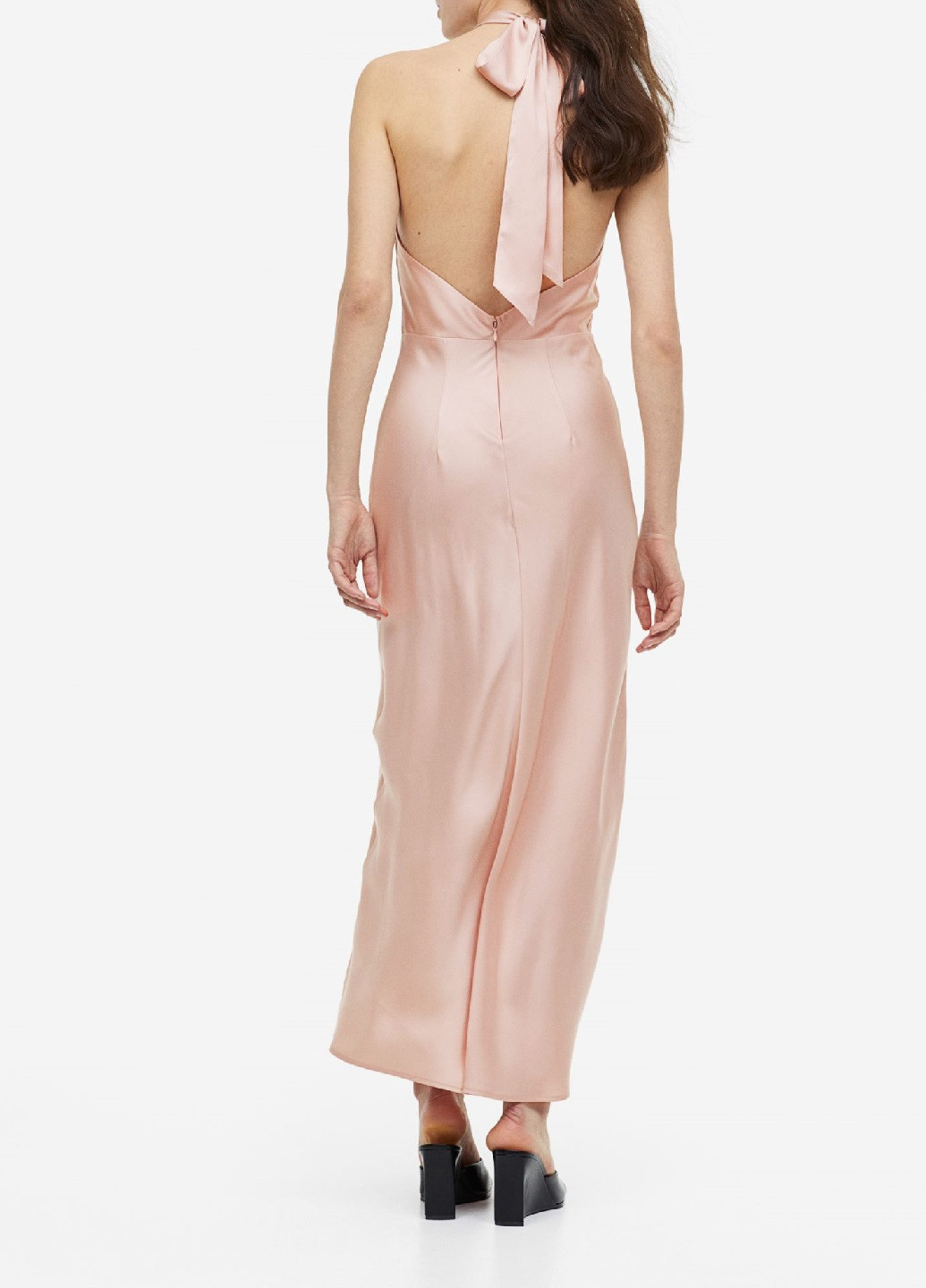 Светло-розовое коктейльное платье H&M однотонное
