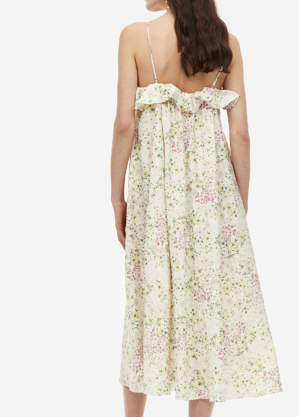 Молочное кэжуал платье H&M с цветочным принтом