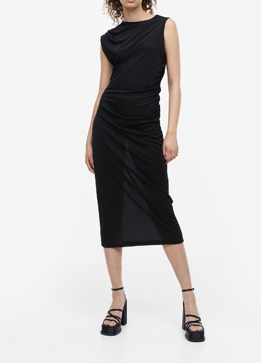 Черное кэжуал платье H&M в полоску