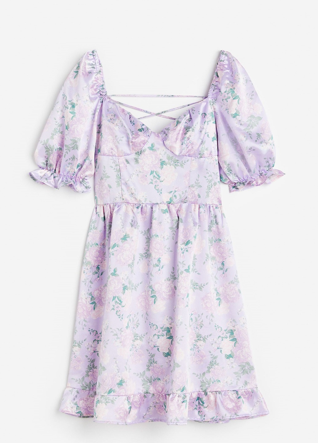 Светло-фиолетовое кэжуал платье H&M с цветочным принтом