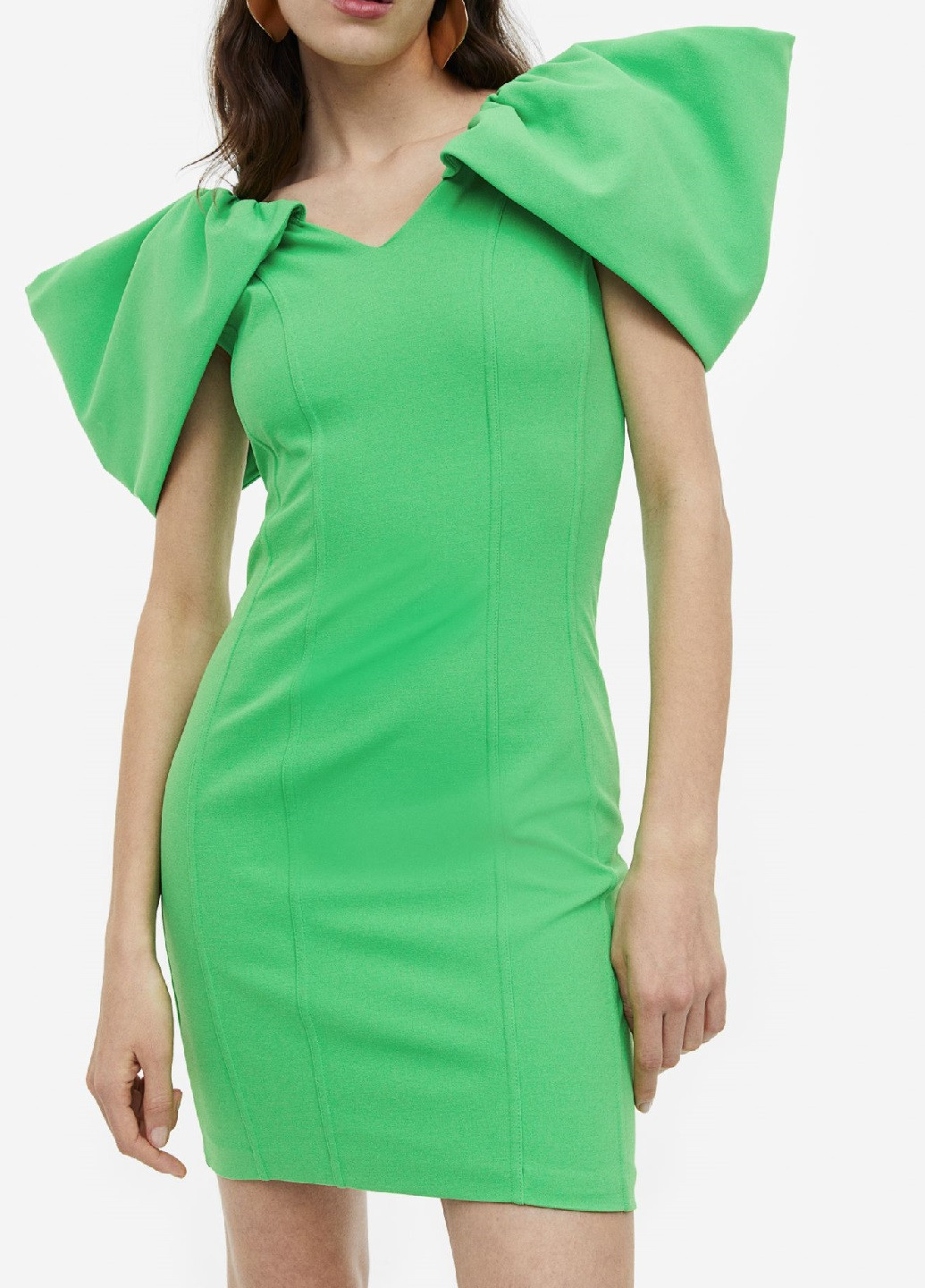 Зеленое коктейльное платье H&M однотонное