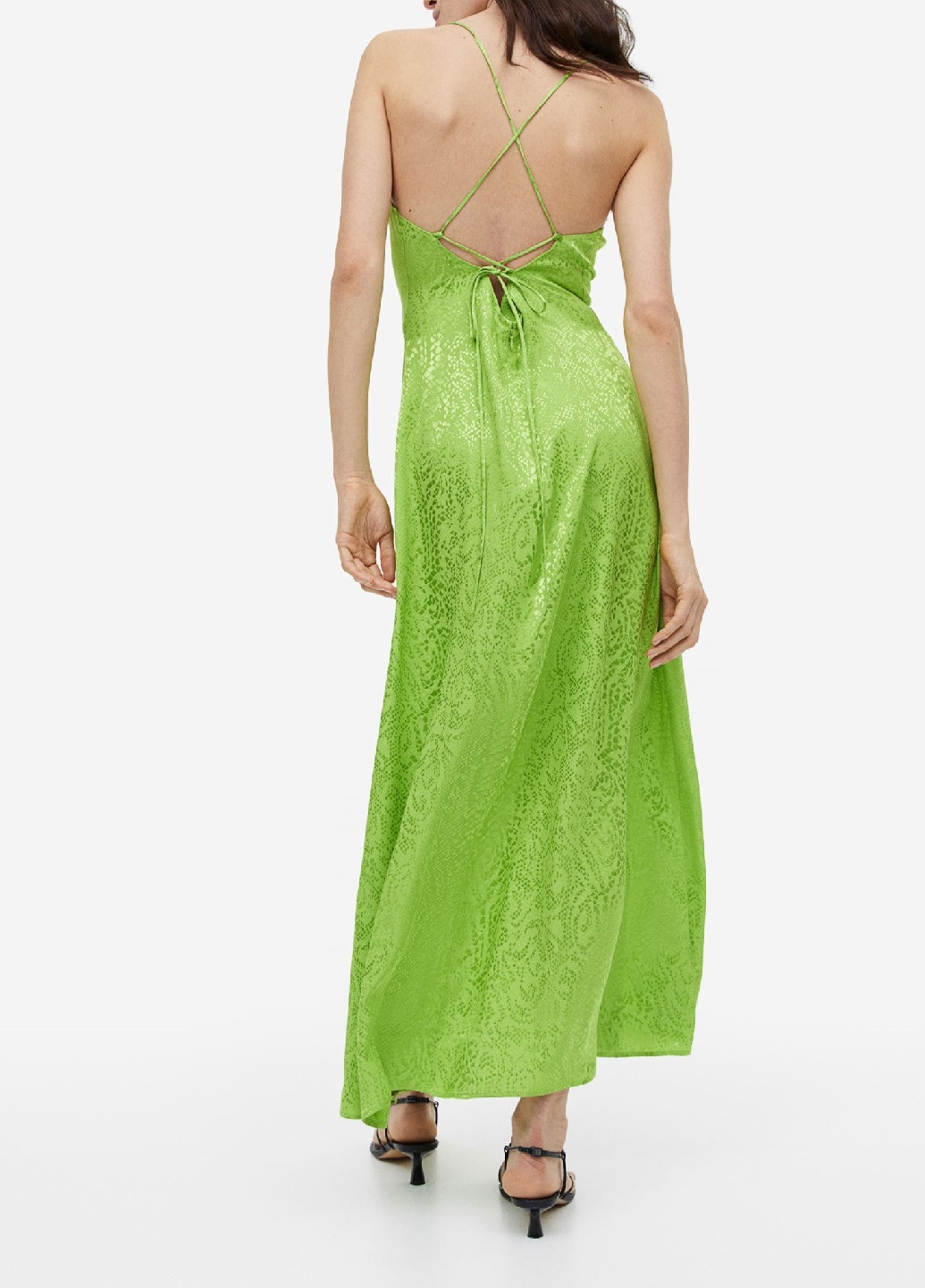 Зеленое коктейльное платье H&M с рисунком