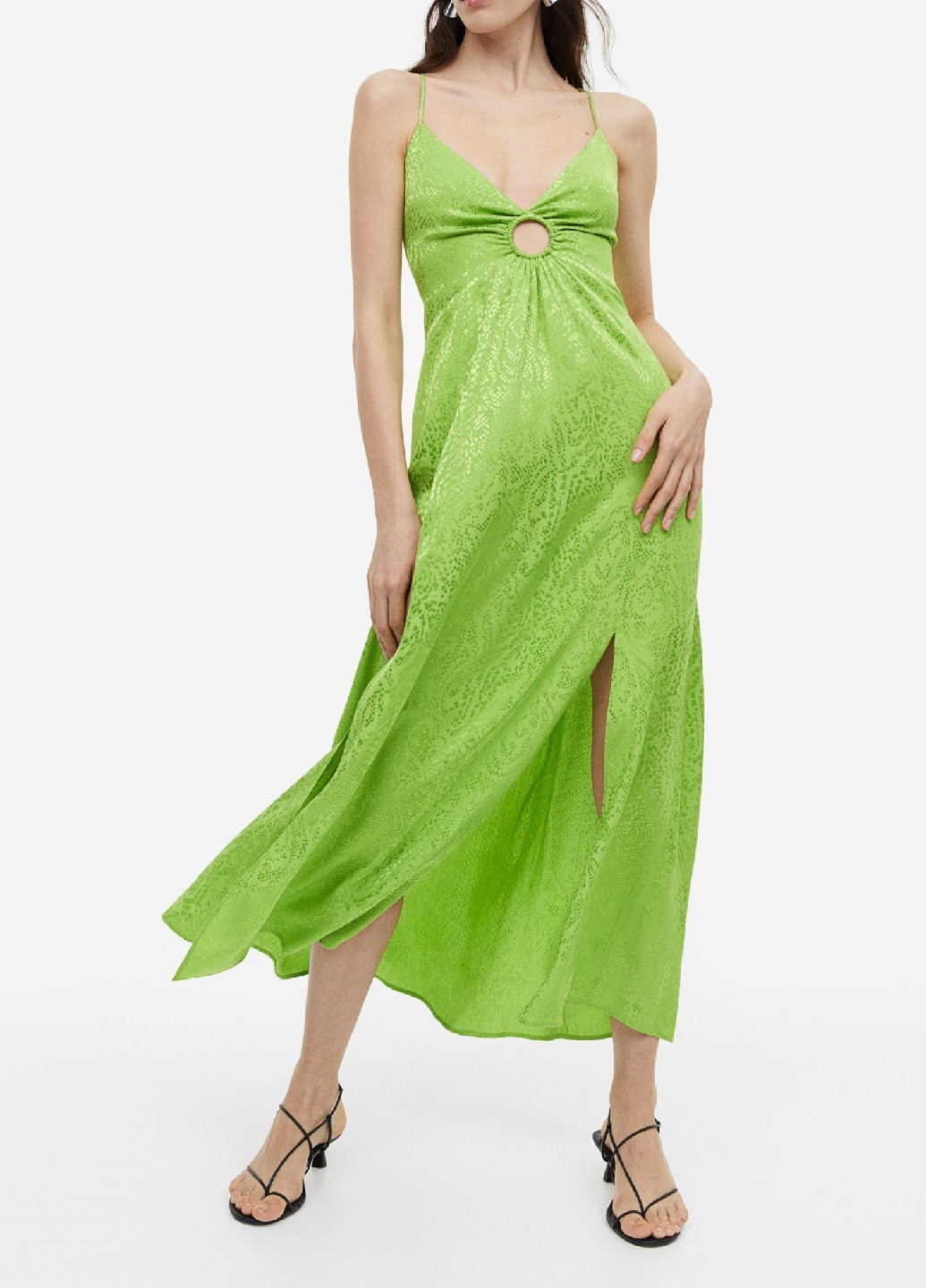 Зелена коктейльна сукня H&M з малюнком