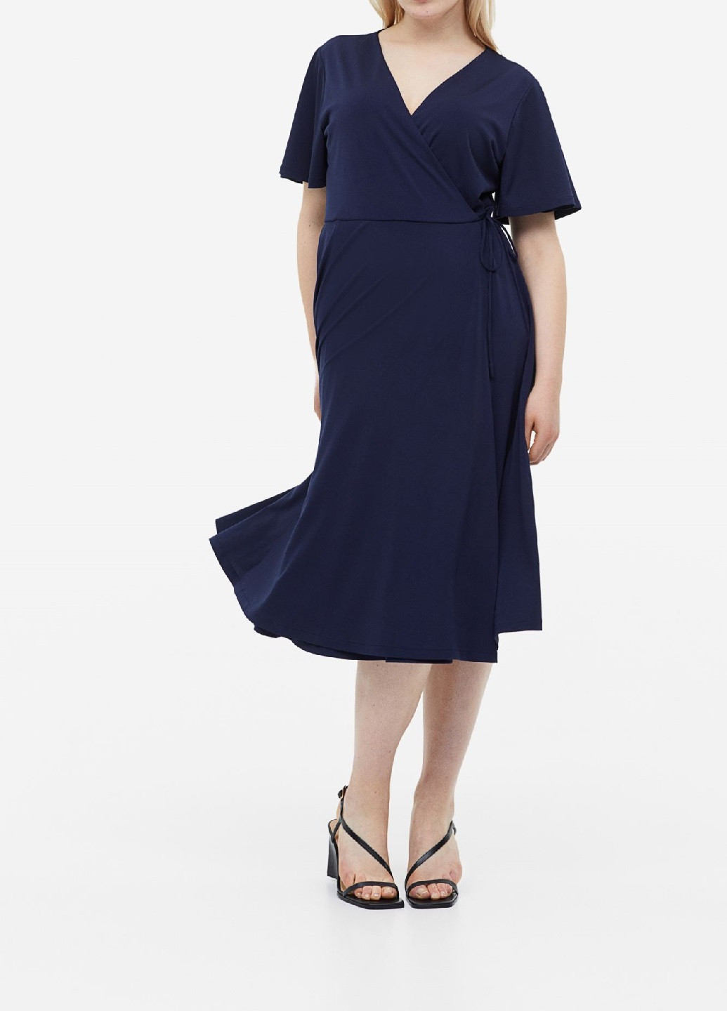 Темно-синее деловое платье H&M однотонное
