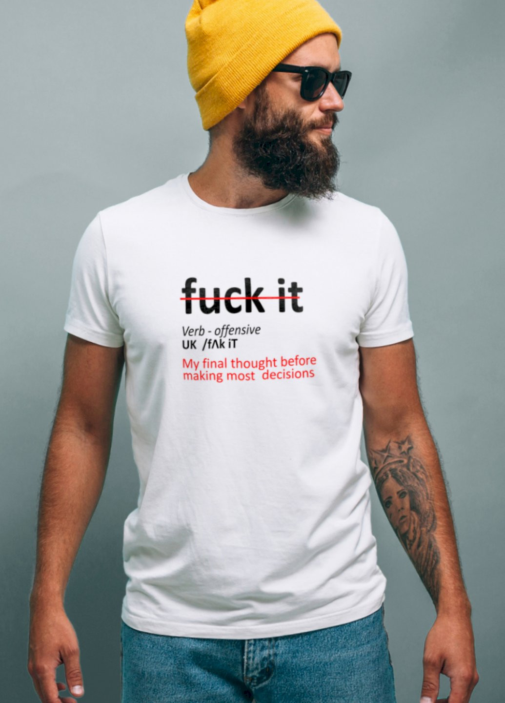 Біла футболка мужская белая "fuck it..." Ctrl+