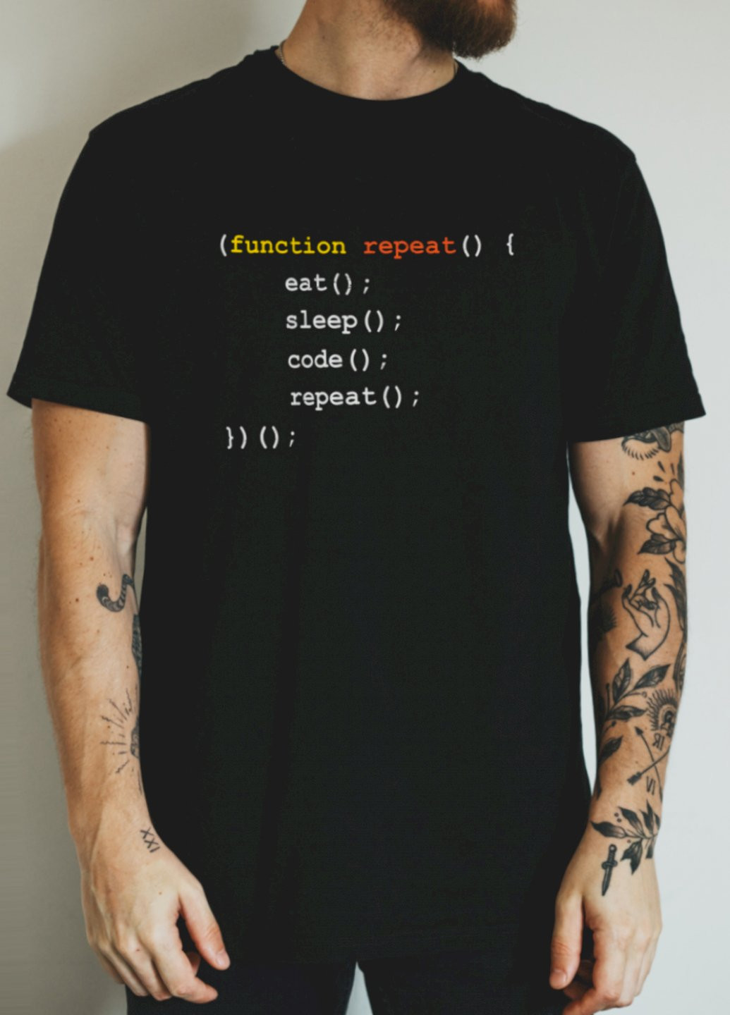 Черная футболка "function repeat..." Ctrl+