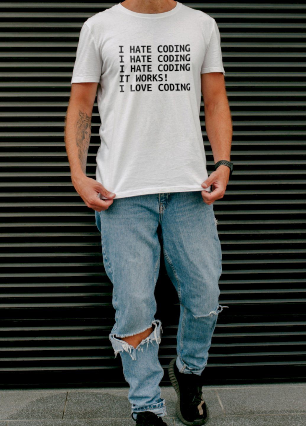 Біла футболка ctrl+ мужская белая "i hate coding.." Ctrl+
