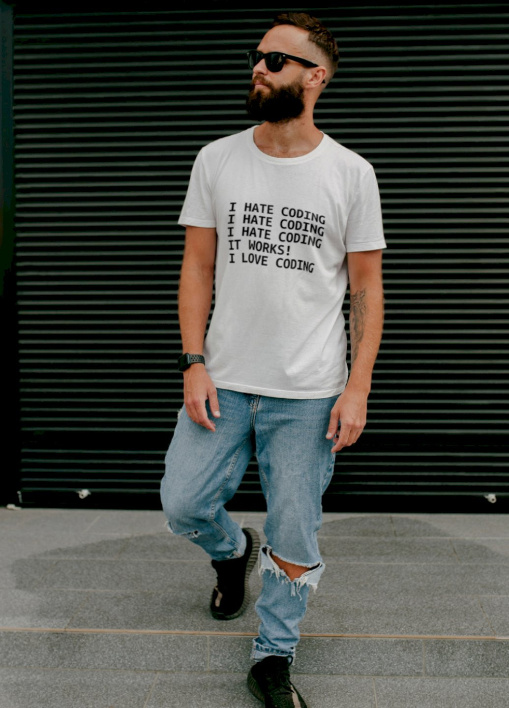 Біла футболка ctrl+ мужская белая "i hate coding.." Ctrl+