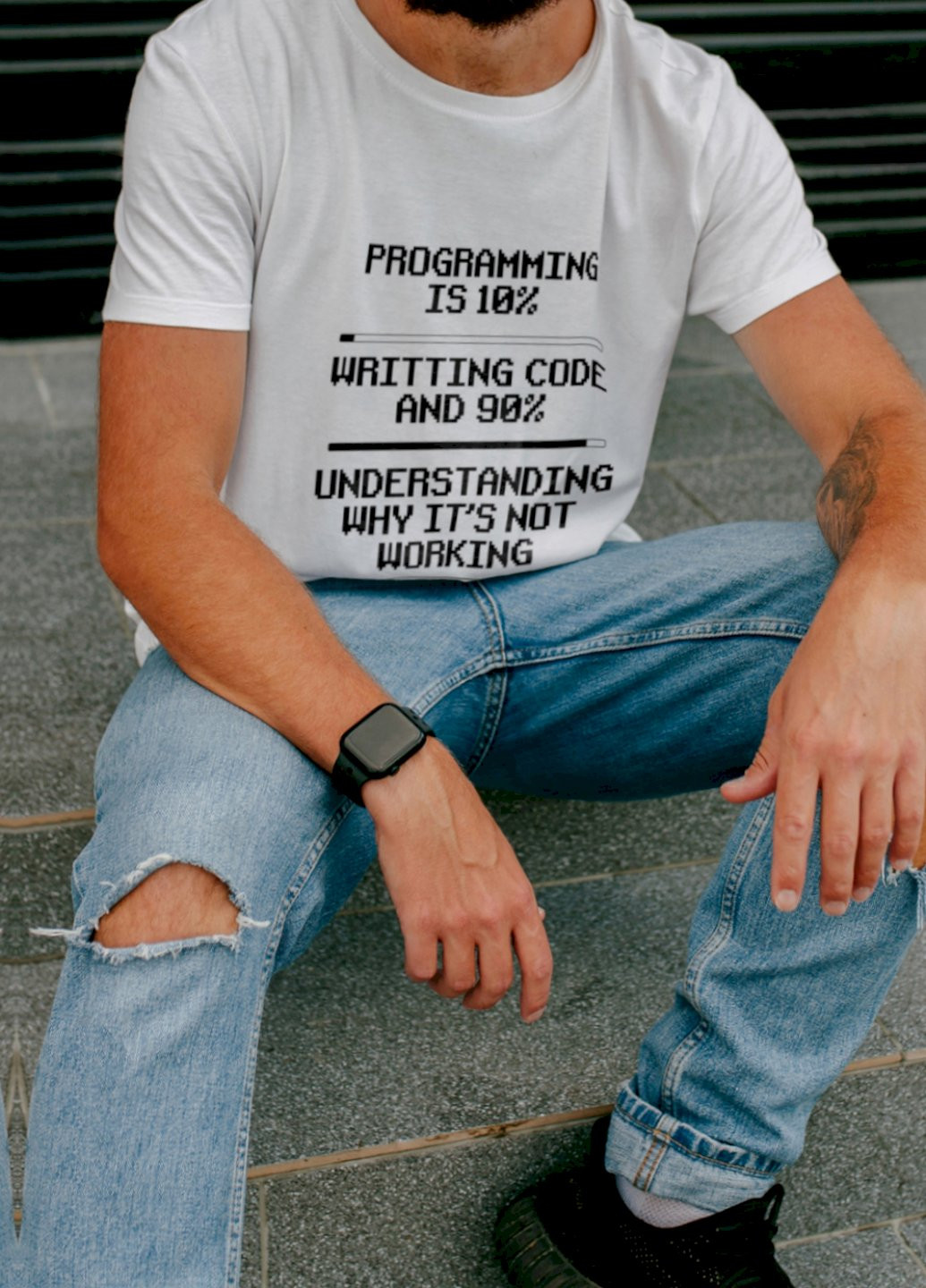 Біла футболка мужская белая "programming is..." Ctrl+