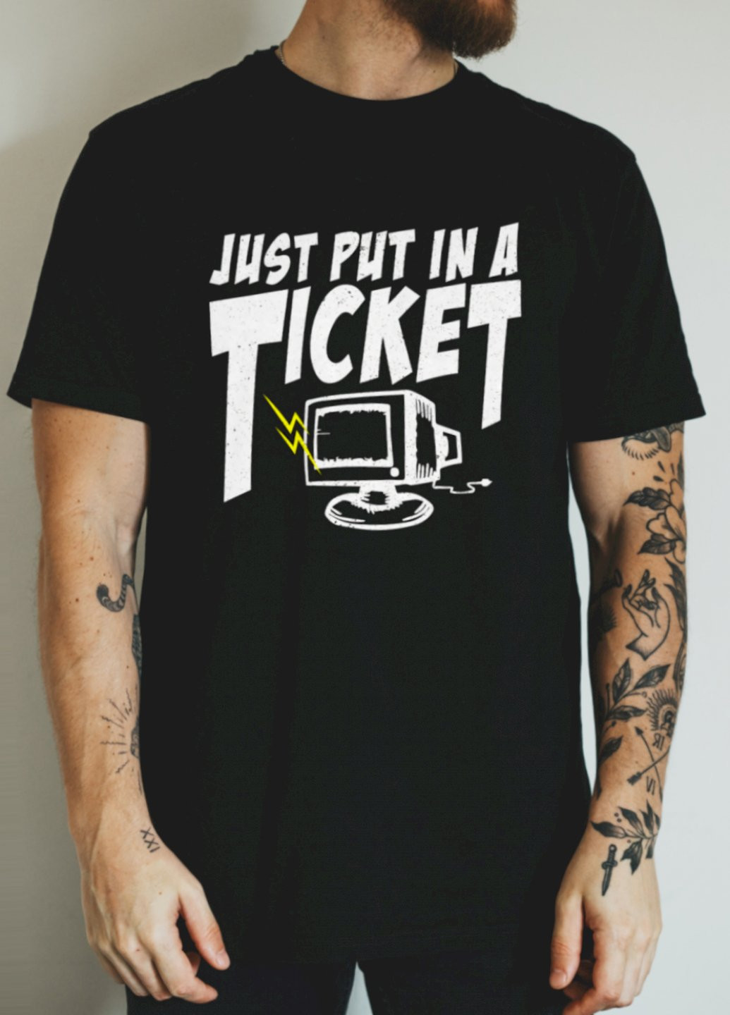 Черная футболка "just put in a ticket" Ctrl+