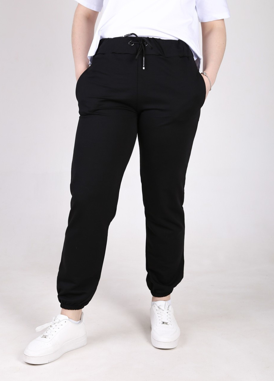 Спортивні штани жіночі тонкі чорні з манжетом JEANSclub джоггеры (258235160)