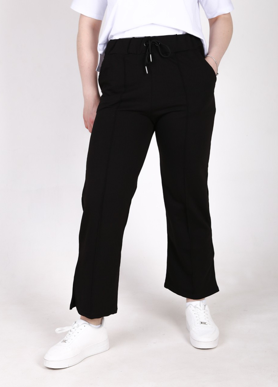Спортивные штаны женские черные тонкие прямые укороченные JEANSclub прямая (258235159)