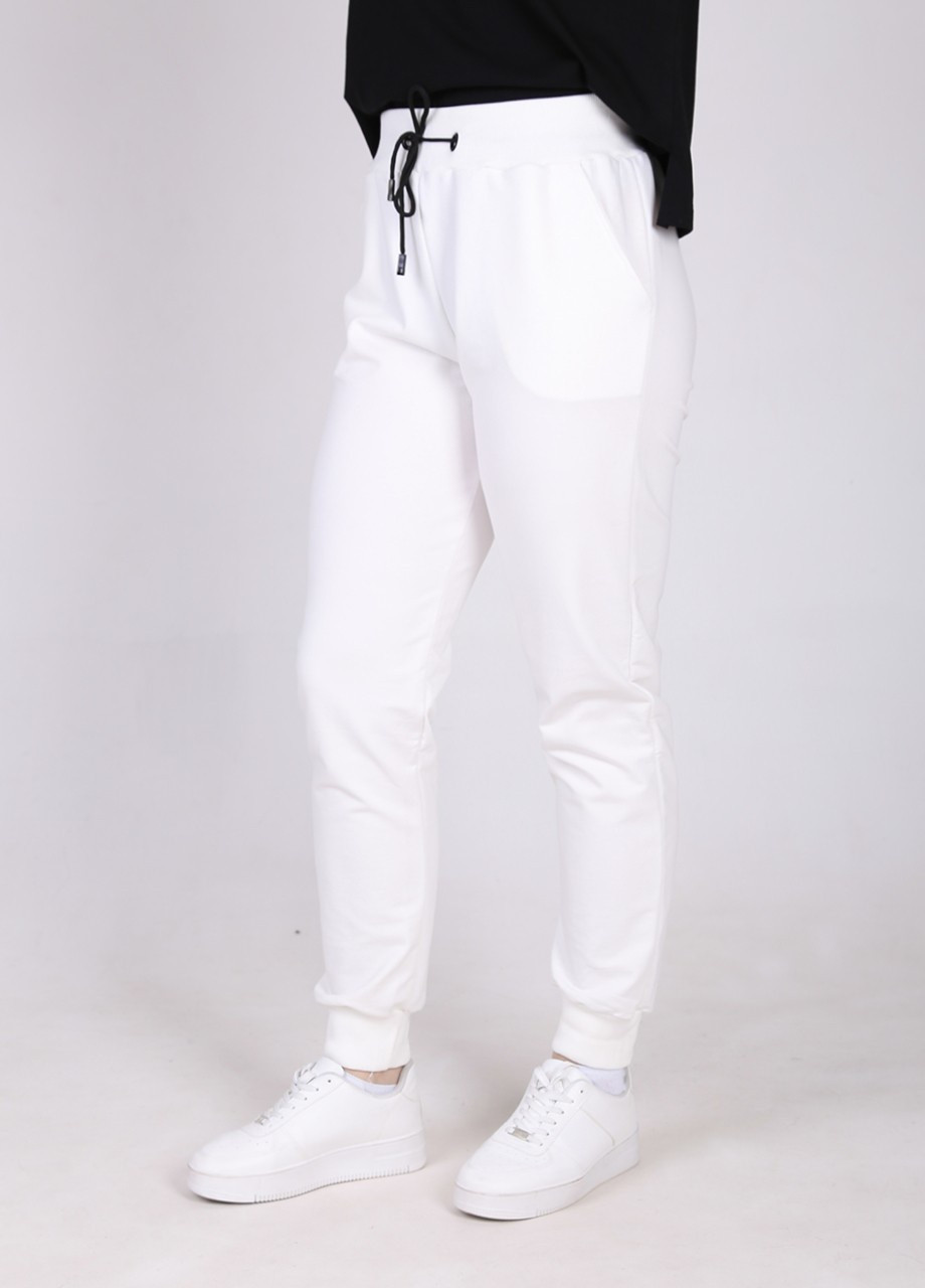 Спортивні штани жіночі білі тонкі великий розмір JEANSclub джоггеры (258235155)