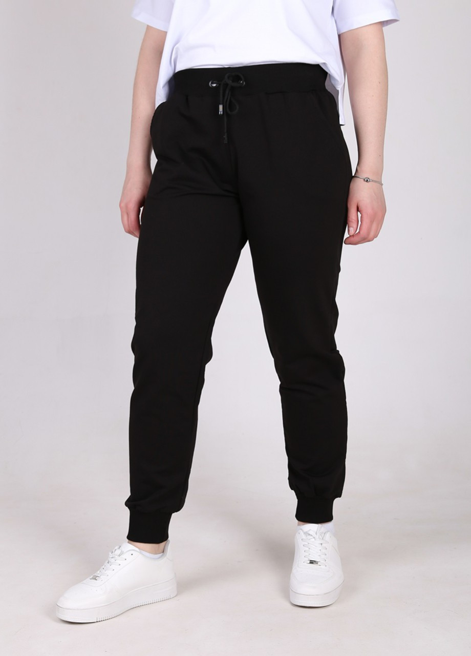 Спортивні штани жіночі чорні тонкі великий розмір JEANSclub джоггеры (258235156)