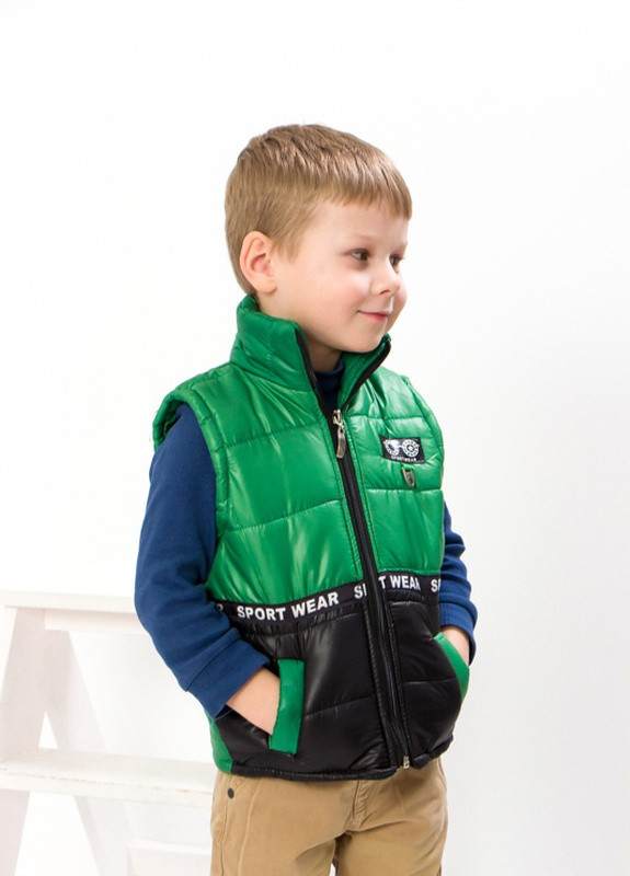 Зеленая демисезонная жилетка для хлопчика (демісезон) зелений (2594-v1) No Brand