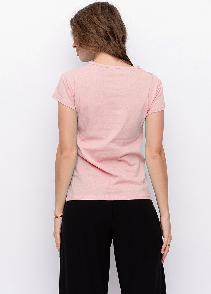 Розовая летняя футболка женская с коротким рукавом ISSA PLUS WN9-12