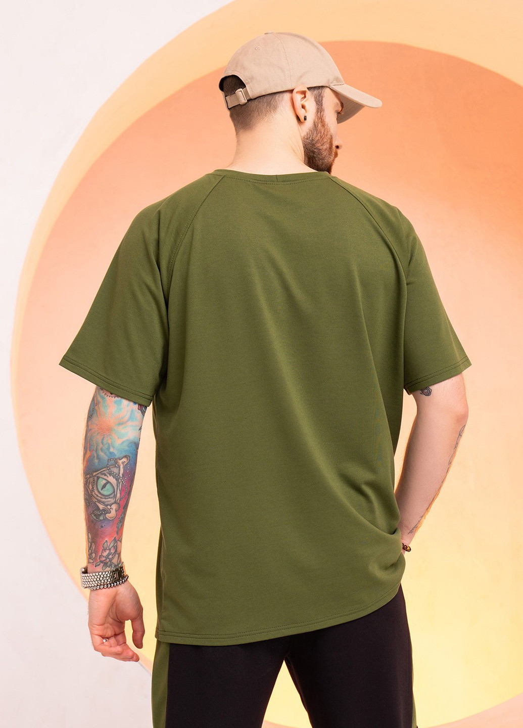 Хаки (оливковая) футболка мужская с коротким рукавом ISSA PLUS GN-523