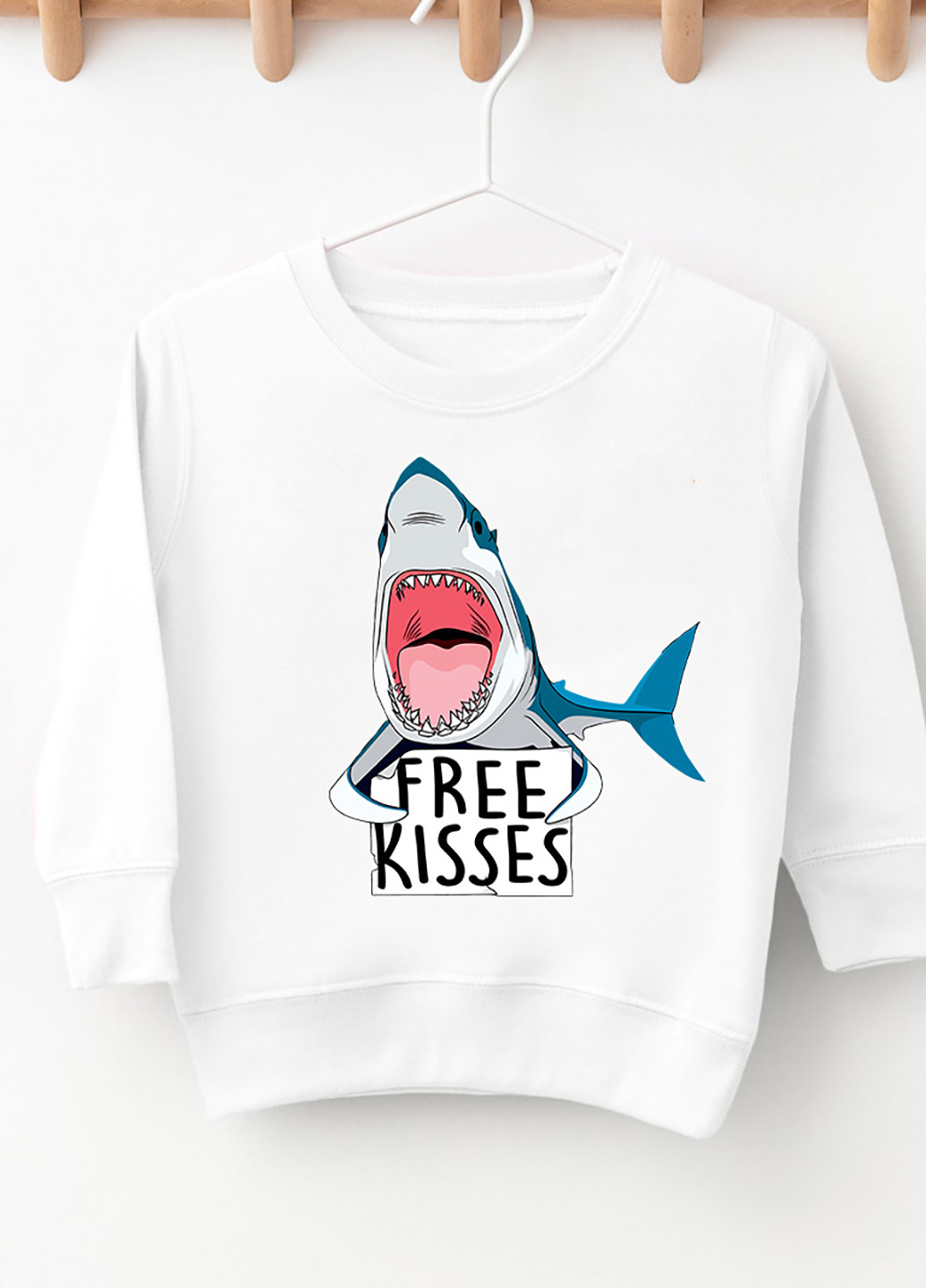 Love&Live світшот дитячий білий для хлопчика free shark kiss малюнок білий кежуал