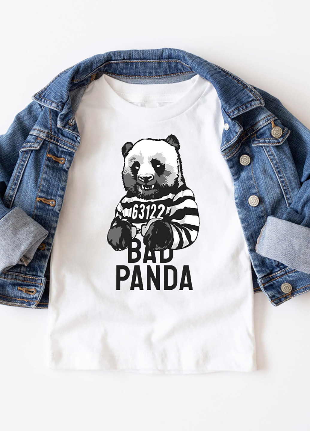 Белая демисезонная футболка детская белая для мальчика bad panda Love&Live
