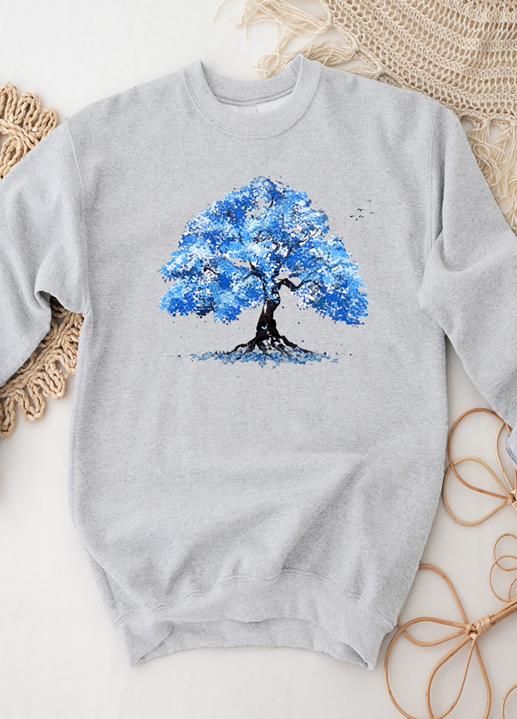 Свитшот женский серый Blue tree Zuzu - крой рисунок серый кэжуал - (258243160)