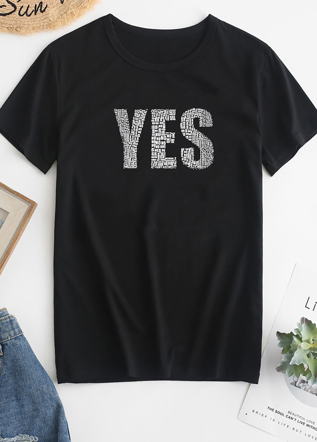 Чорна демісезон футболка жіноча чорна yes Love&Live