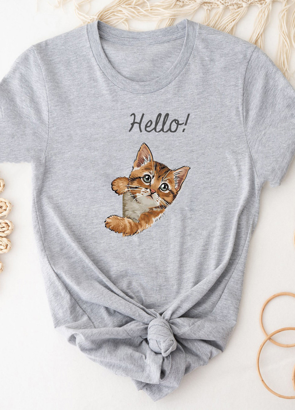 Сіра демісезон футболка жіноча сіра hello! i'm a kitten Love&Live