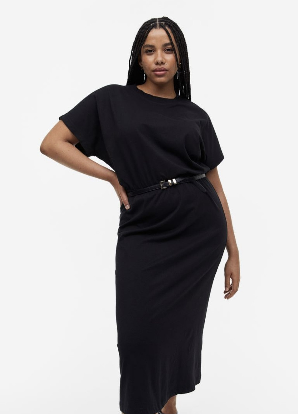 Черное кэжуал трикотажное платье H&M однотонное