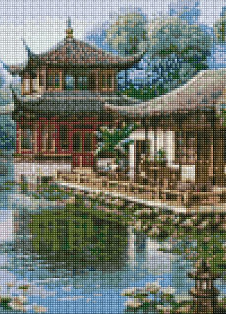 Алмазна мозаїка. Китайський будиночок ©Сергій Лобач. 40х50. AMO7342. Ідейка Идейка (258264381)