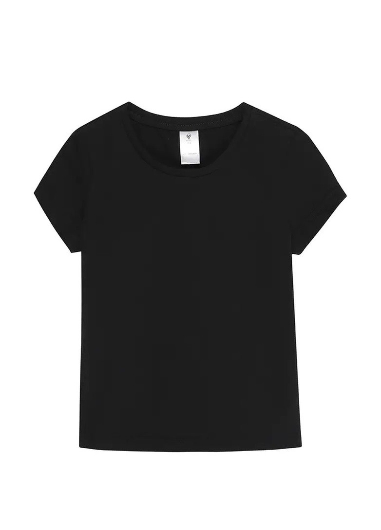 Черная летняя футболка для девочки Роза